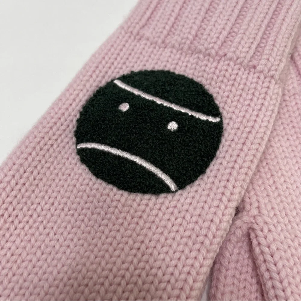 TORY BURCH Tory Sport 100% Merino Wool Little Grumps Mittens NEW Pink Size M/L